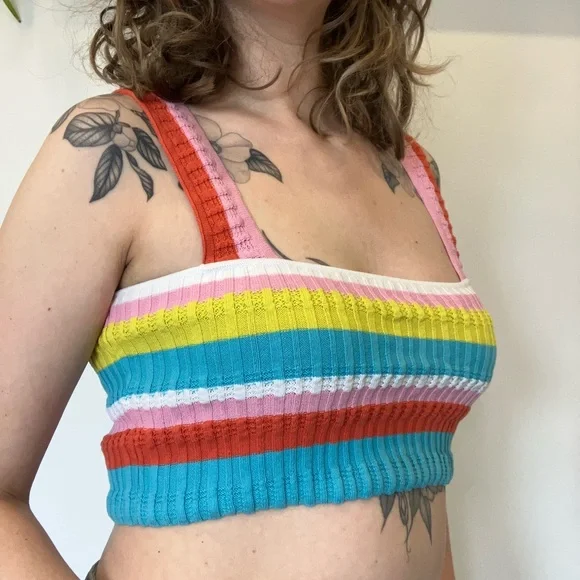 SOLID & STRIPED Multicolor Ribbed Crop Top - Picture 2 of 7